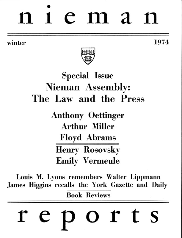 Special Issue: Nieman Assembly: The Law and the Press