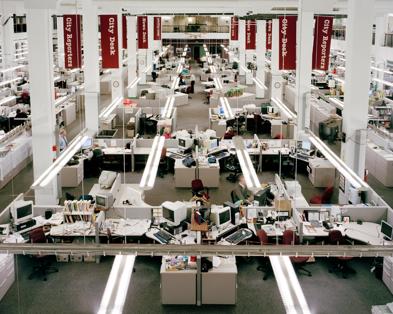 The Philadelphia Inquirer newsroom in 2010. In 2012, the newspaper left its historic building on Broad Street