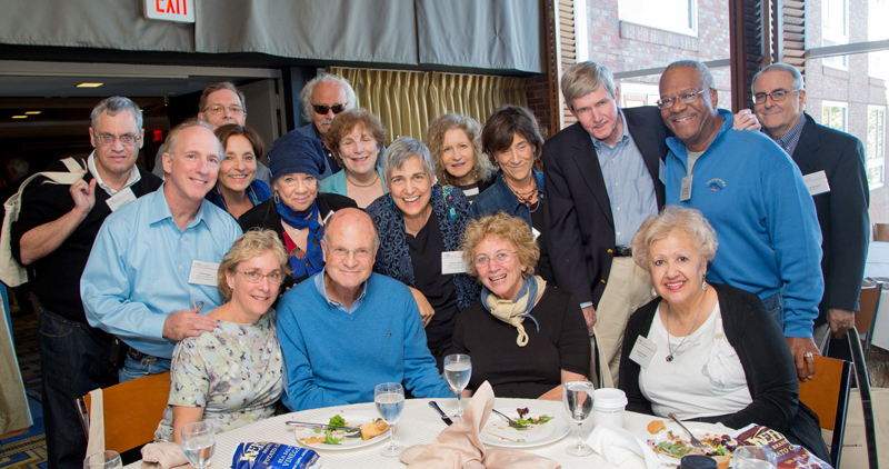 Margot Adler, center, with her class at Nieman’s 75th anniversary