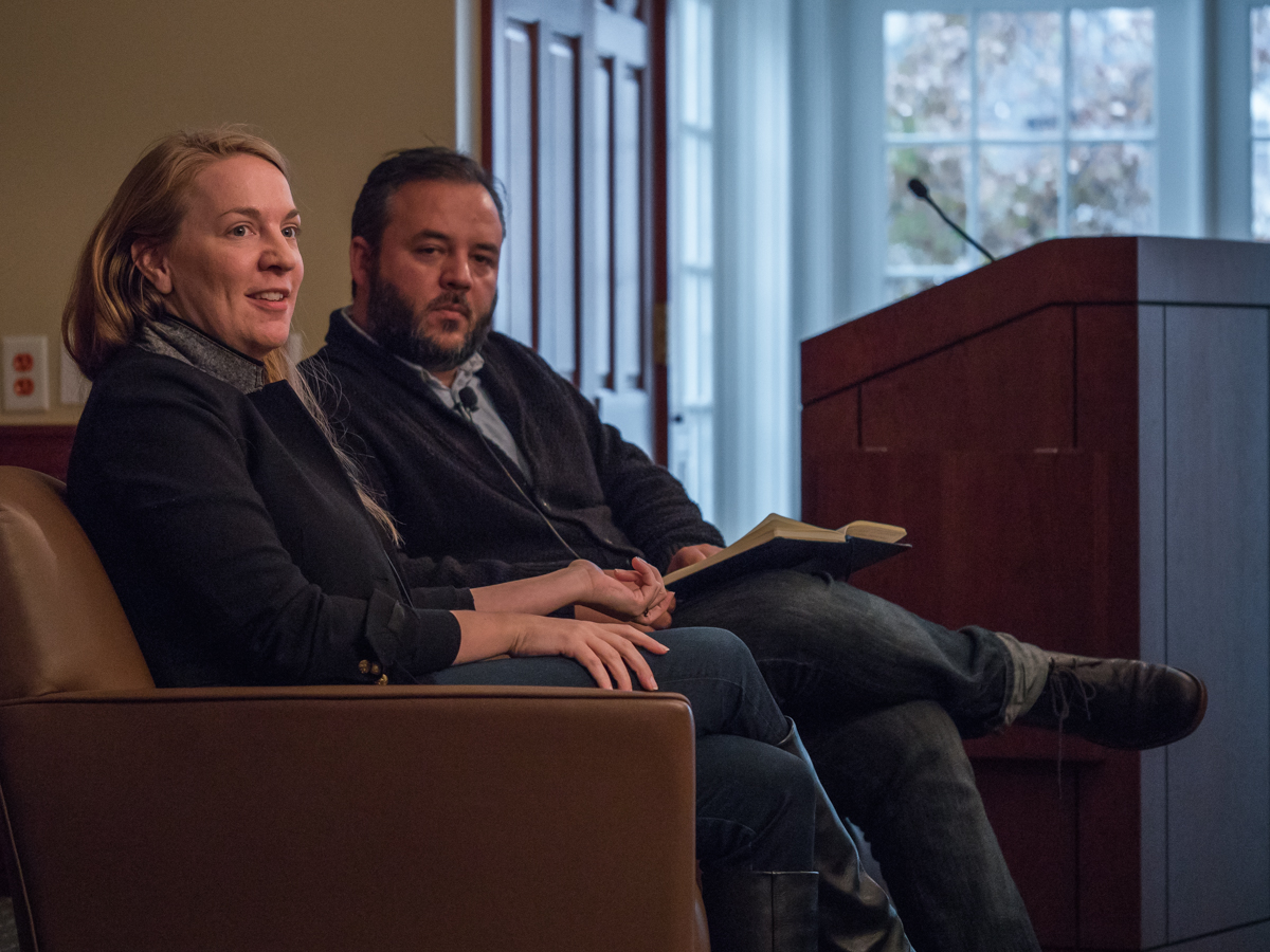 Amy O'Leary and 2015 Nieman Fellow Miguel Paz discussed digital innovation and journalism at the Nieman Foundation last month
