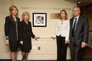 Stephanie Georges Comfort, Mary Georges, Gigi Georges and Jerry Georges at the dedication of the Christopher J. Georges Room in 2006
