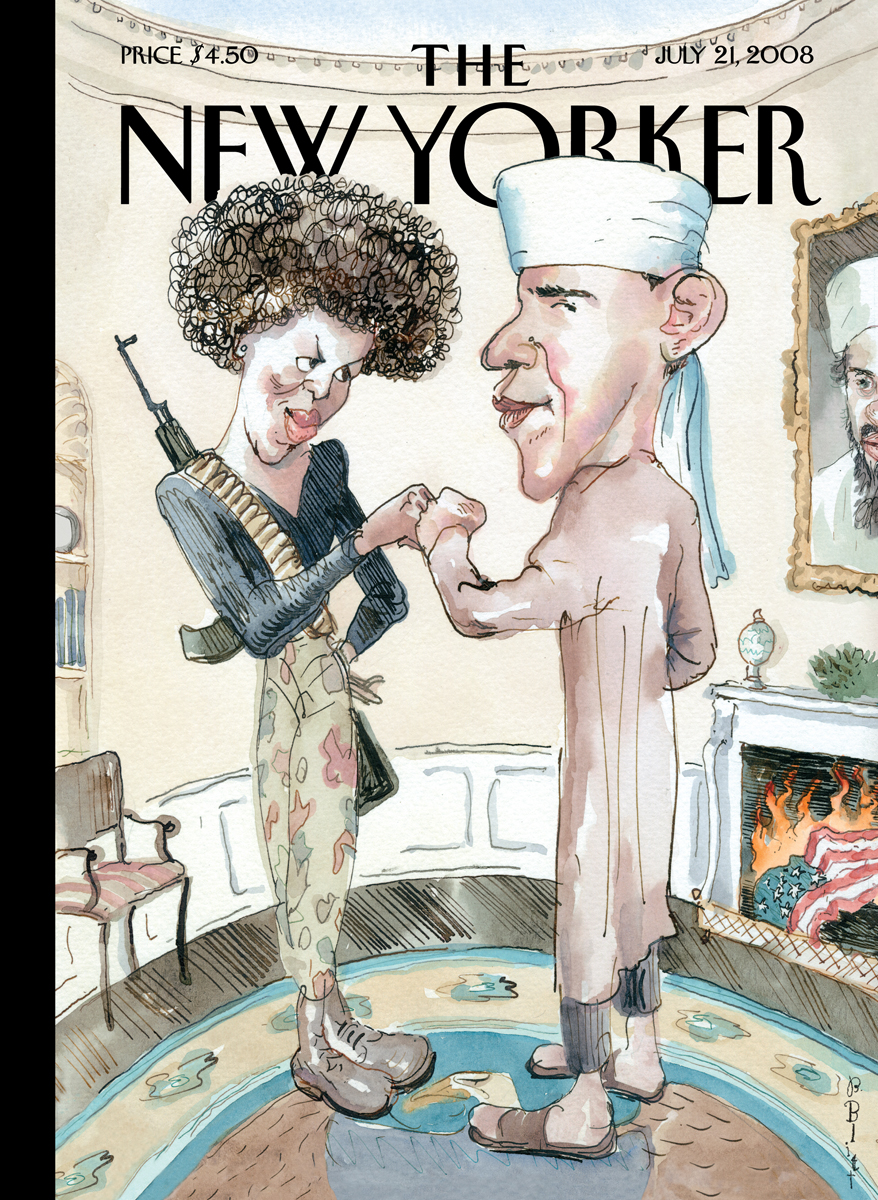 Barry Blitt’s cover for July 21, 2008 depicted innuendoes about the Obamas
