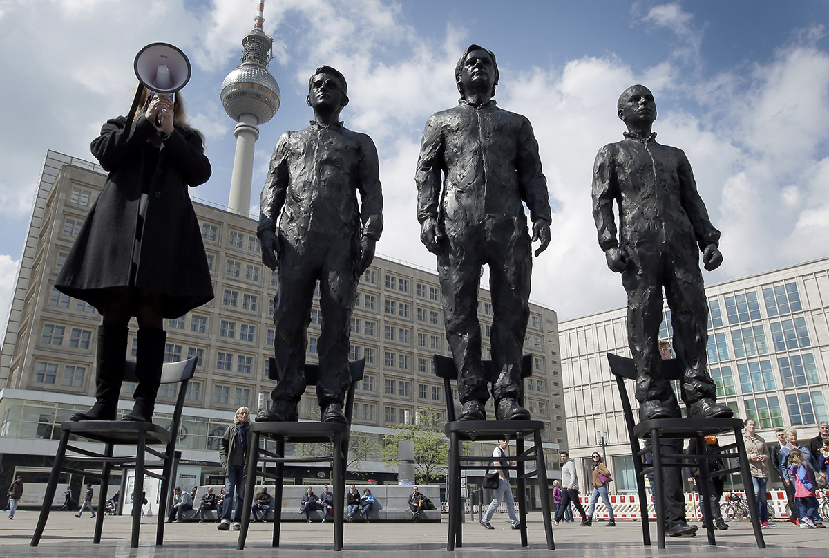 An art installation in Berlin honors famed leakers Edward Snowden, Julian Assange, and Chelsea Manning—and allows people to speak out beside them
