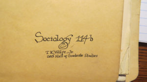 Wolfe's inscription on his folder for a Yale sociology class.