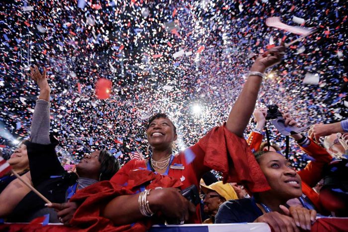 In Chicago, supporters of President Obama cheer his remarks on election night in 2012