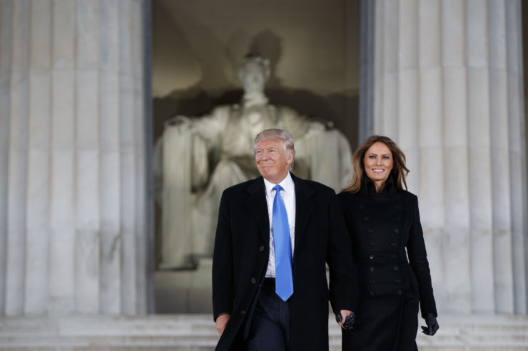 President-elect Donald Trump and his wife Melania Trump arrive to the "Make America Great Again Welcome Concert" at the Lincoln Memorial the evening before his inauguration