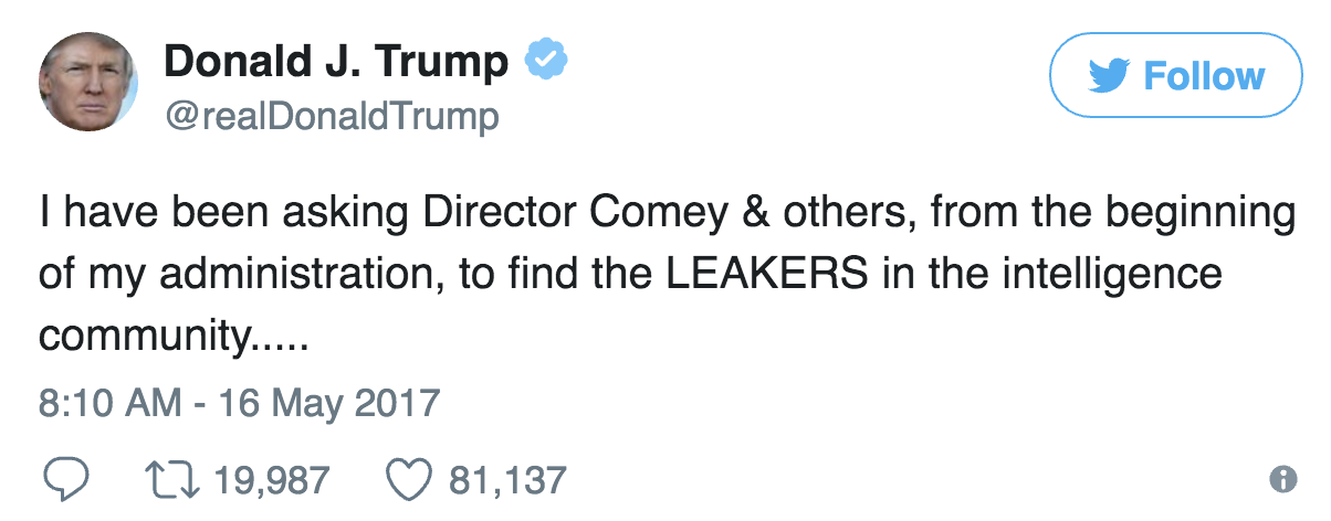 Trump is quick to criticize leaks to the media
