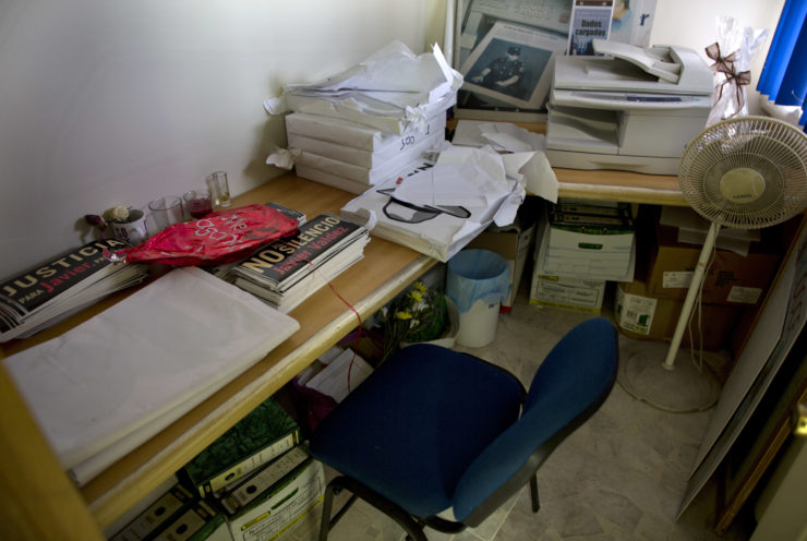 The office of slain journalist Javier Valdez Cárdenas is a reminder of the unfinished work that journalists forced to flee Mexico leave behind