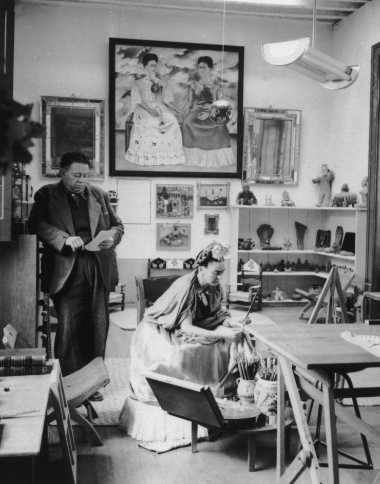 Diego Rivera and Frida Kahlo read and work in a studio, circa 1945. Much of screenwriter Diane Lake’s research for the film “Frida,” which depicts the life of the Mexican artist and her relationship with her husband Rivera, resembled reportage 