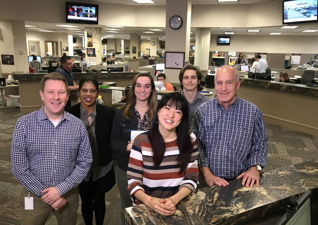 The Kansas City Star’s transparency team is developing a model corrections policy, one of many efforts news organizations are making to gain trust and fight misinformation. From left, Eric Nelson, audience editor; Mará Williams, education reporter; Mary Kate Metivier, growth editor; Kathy Lu, enterprise editor; Ian Cummings, police reporter; Chick Howland, projects editor