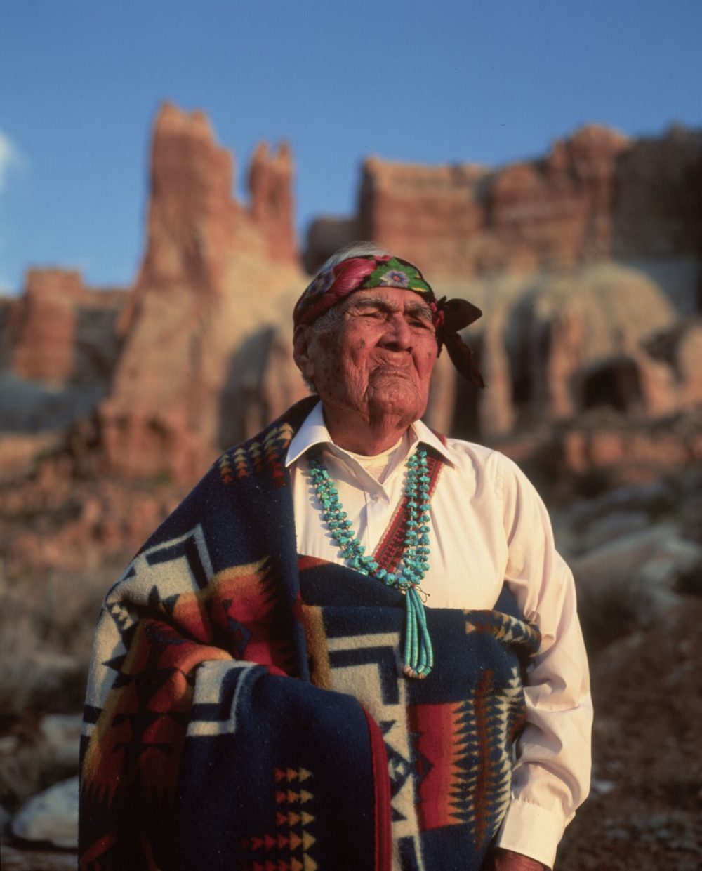 An elder of Zuni, a Pueblo Indian tribe, in a shot from “Surviving Columbus”