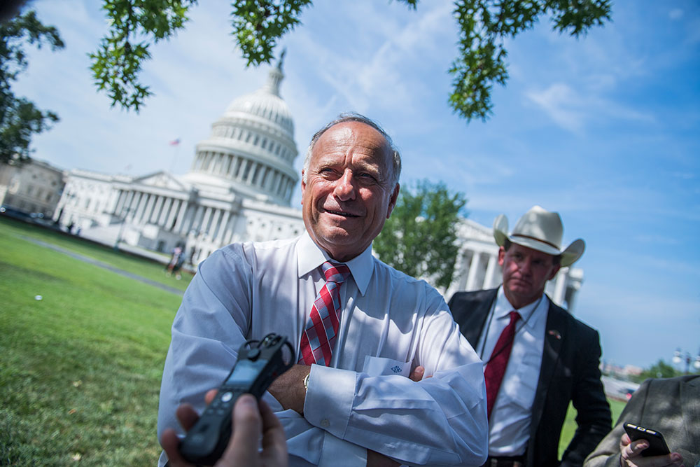 Rep. Steve King, R-Iowa, attends a rally with Angel Families on the East Front of the Capitol, to highlight crimes committed by illegal immigrants in the U.S., on September 7, 2018