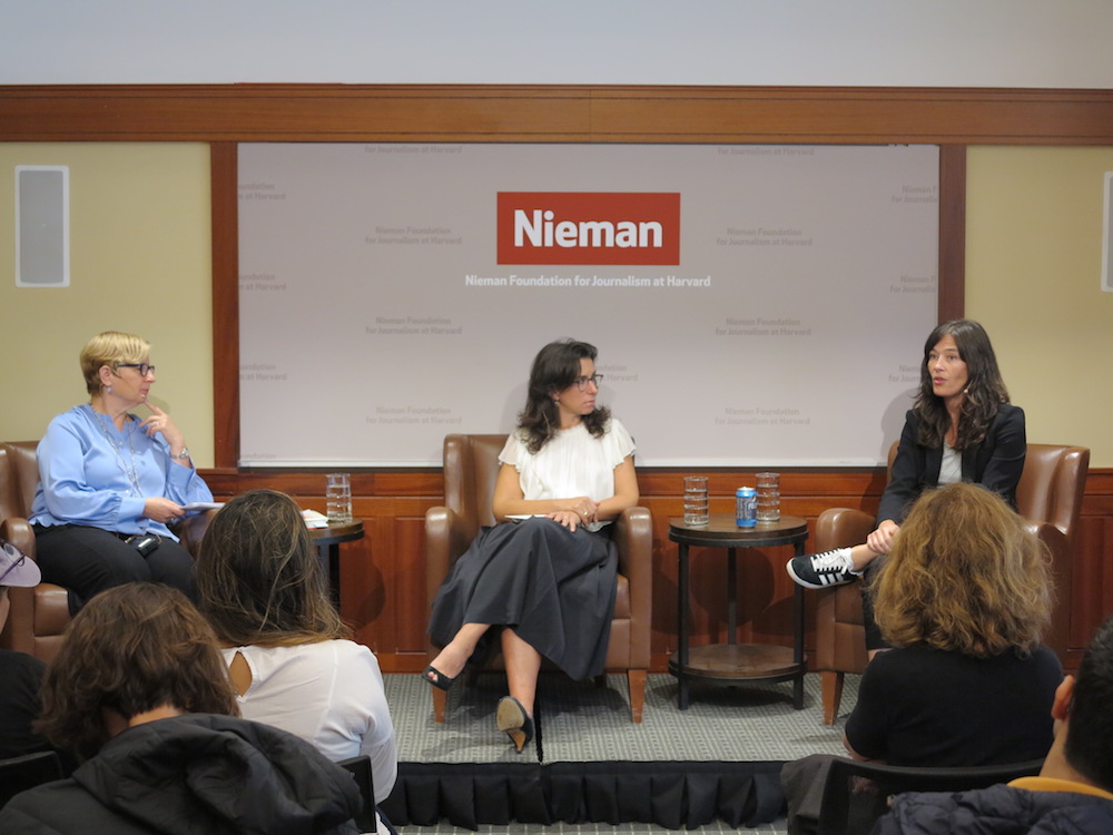 Jodi Kantor (center) and Megan Twohey (right) of The New York Times 