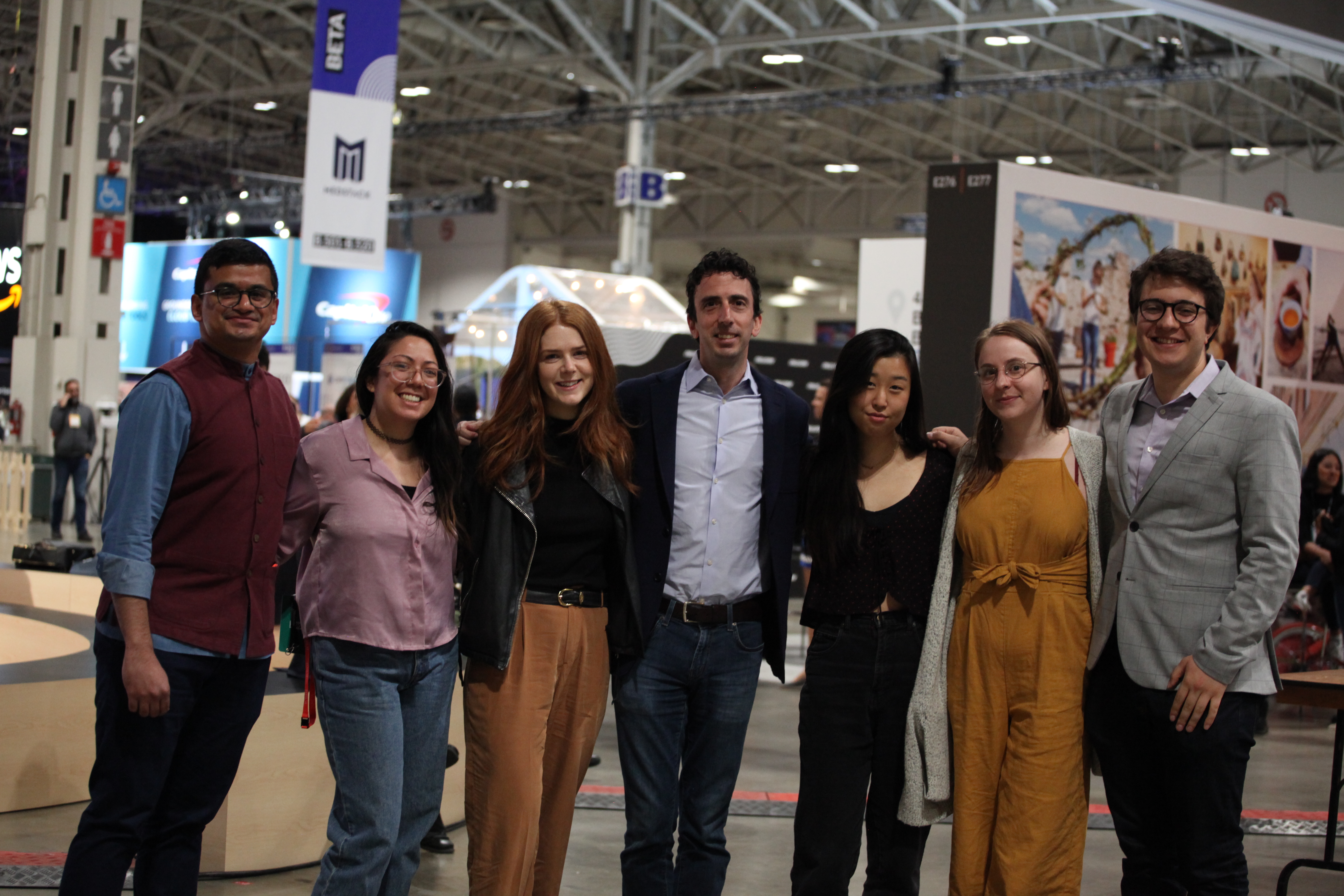 The Logic team at Toronto’s Collision Tech Conference in May 2019. From left: Murad Hemmadi, Jessica Galang, Catherine McIntyre, David Skok, Hanna Lee, Amanda Roth, and Zane Schwartz