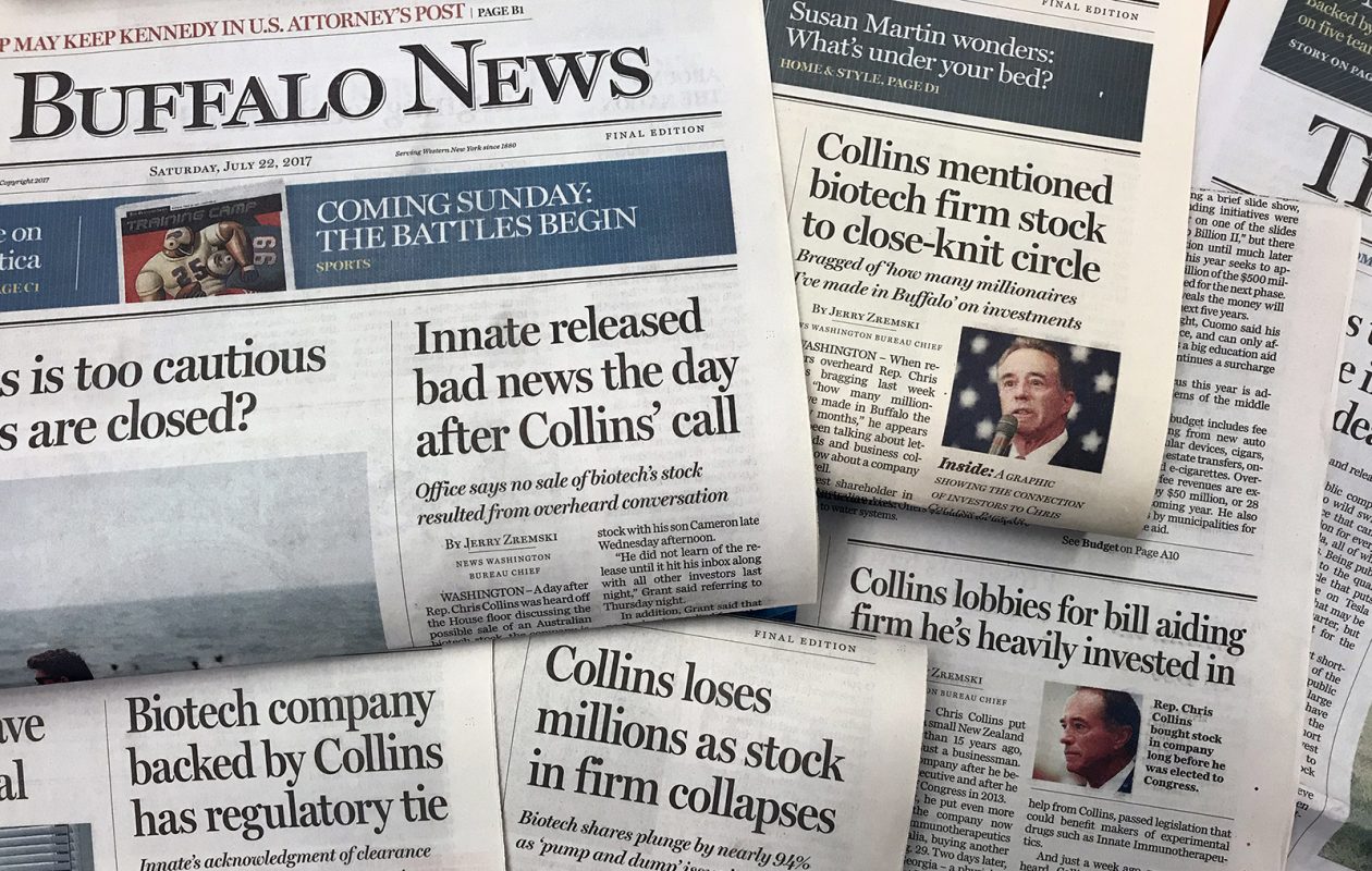 Jerry Zremski's  Buffalo News coverage of insider training by U.S. Representative Chris Collins