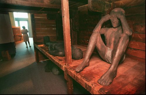 In a slave exhibit shown in 1998 at Nauticus in Norfolk, Va., the inside of a cargo area of the slave ship was recreated.