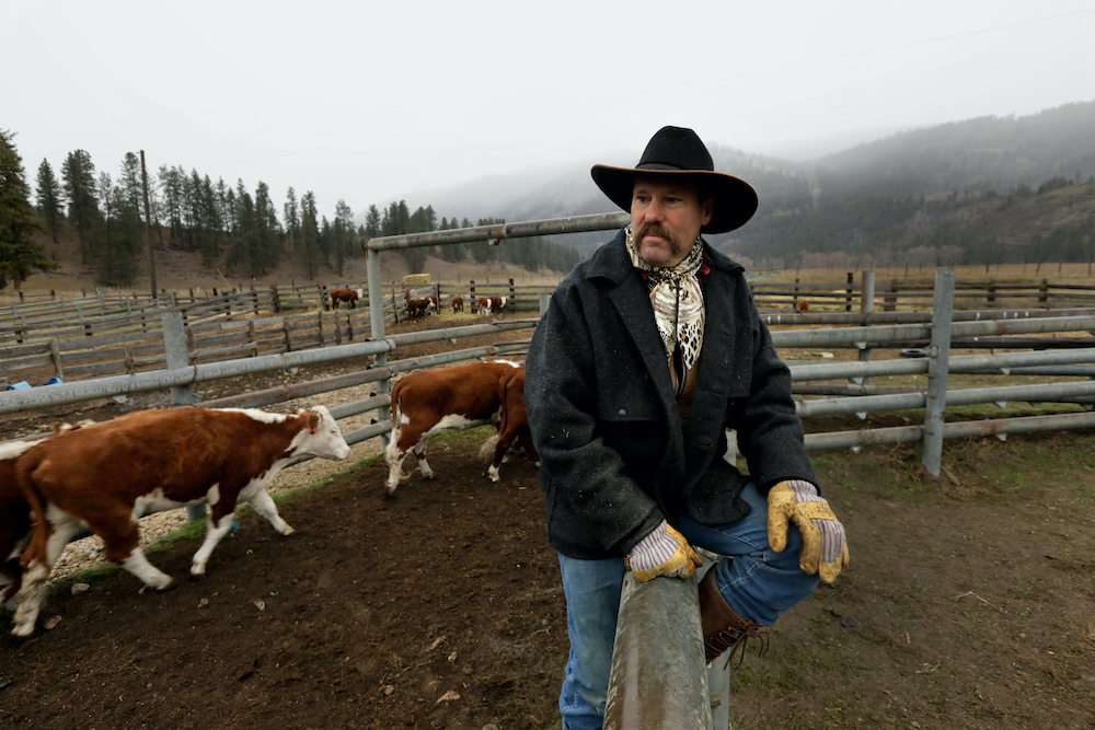Bill McIrvin at his Diamond M Ranch, where he raises cattle, in Laurier, Washington.