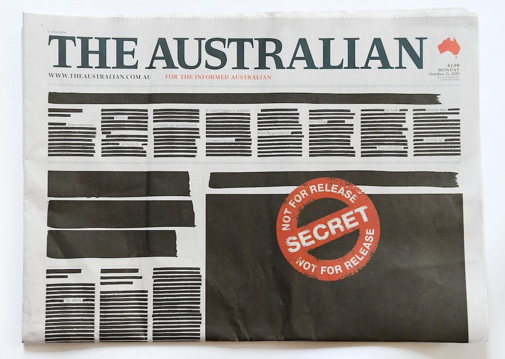 Australian Newspapers Black Out Front Pages In Call For Press Freedom