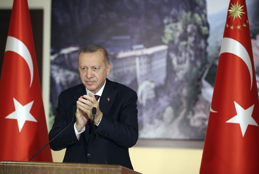 Turkey's President Recep Tayyip Erdogan speaks in Istanbul on July 28, 2020