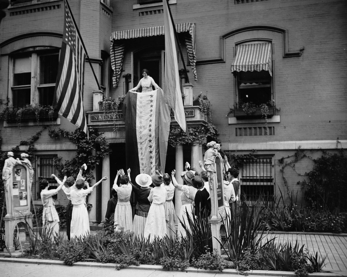 Suffragists celebrate the passage of the 19th Amendment in 1920