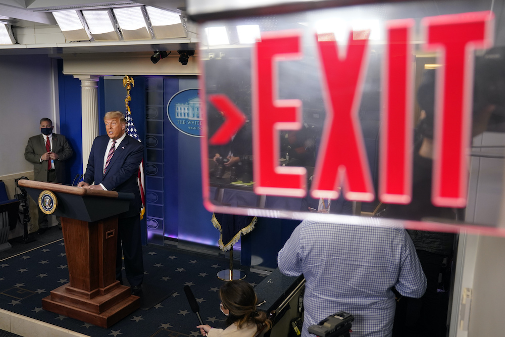 Trump exit sign