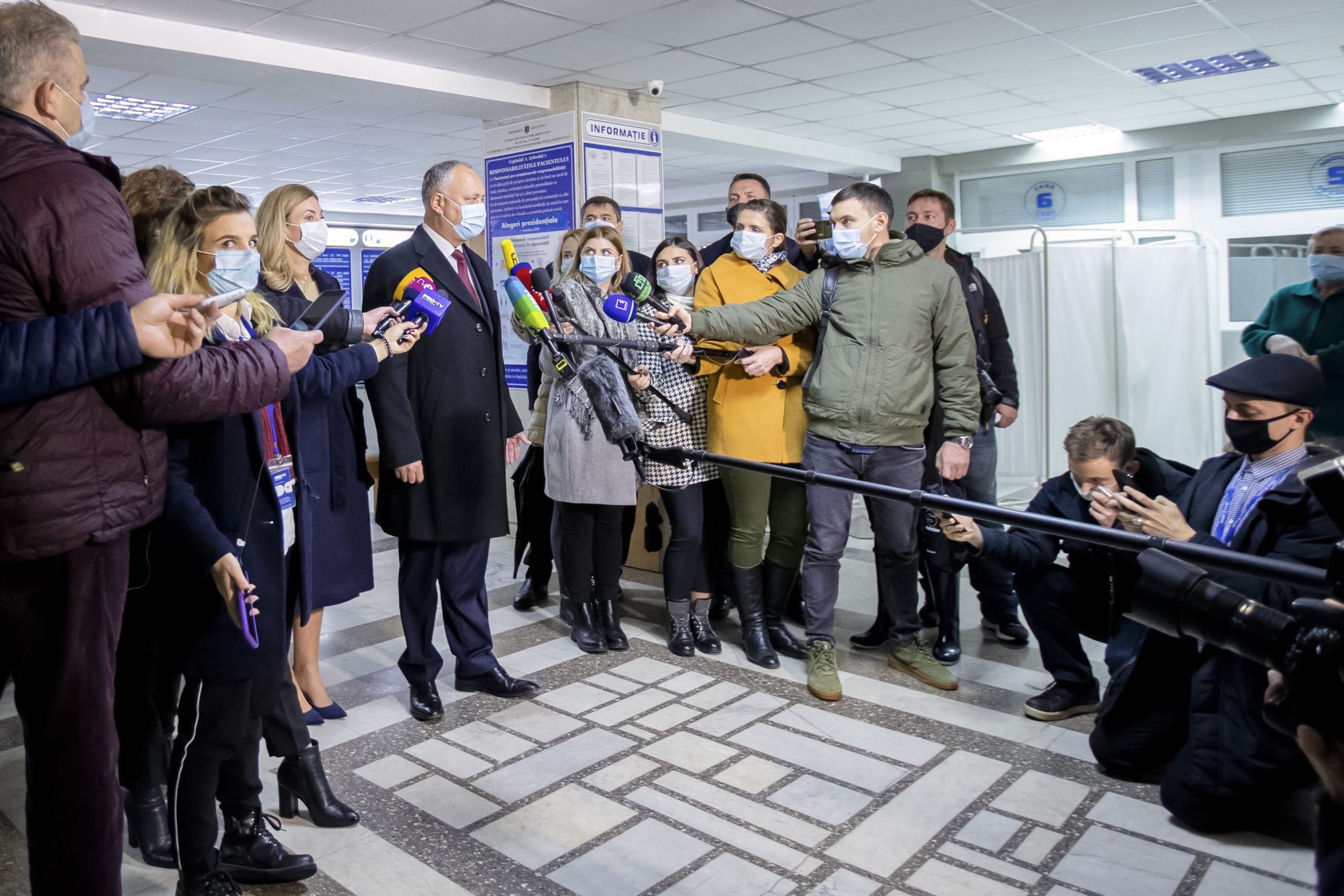 Incumbent Moldovan President Igor Dodon speaks to media after casting his vote in the country's presidential elections in Chisinau, Nov. 1, 2020.  Pro-Western, anti-corruption reformer Maia Sandu unseated pro-Russian Dodon in the election, partly credited to reporting from outlets like RISE