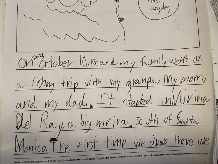 Story handwritten by an 8-year-old