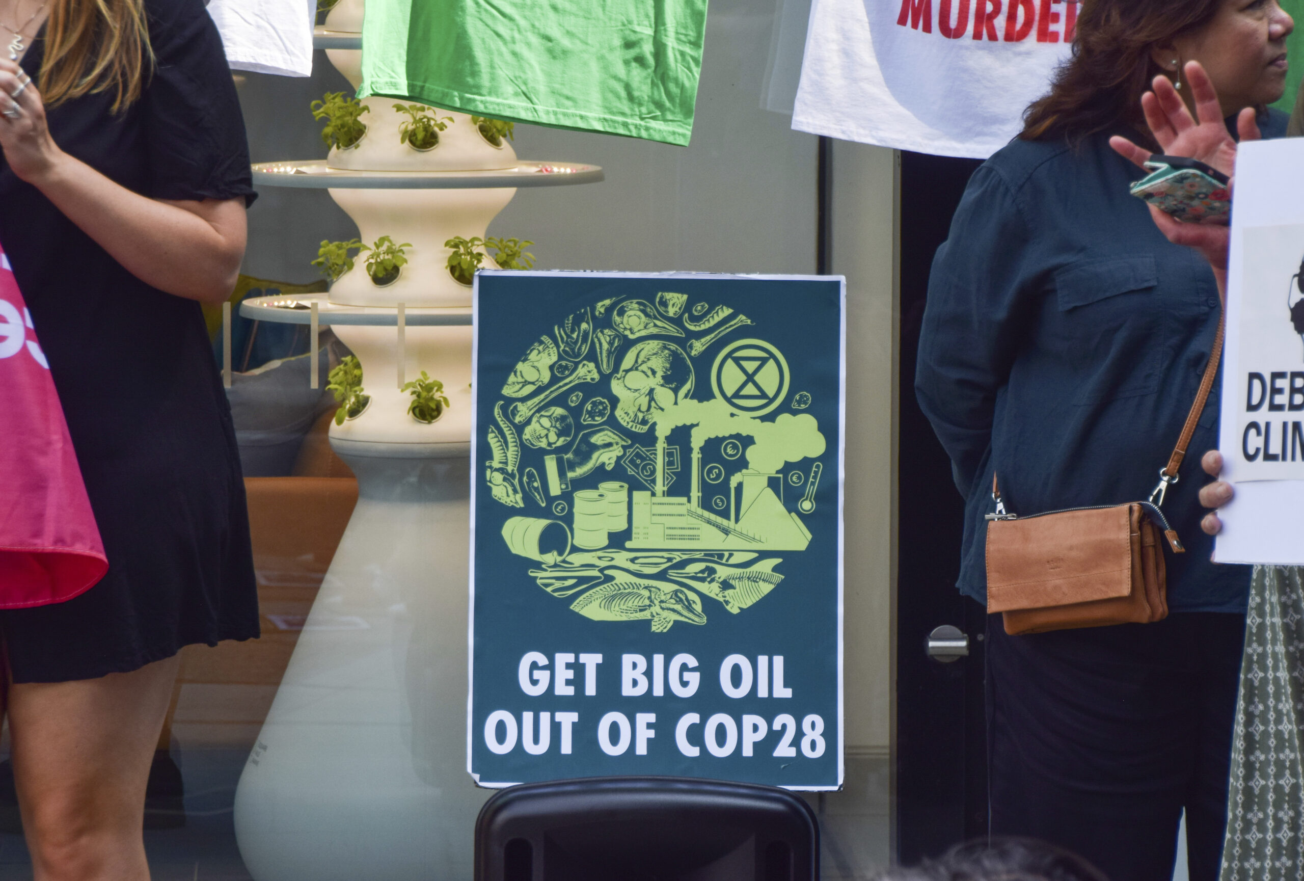 Protesters in London staged a demonstration against oil companies taking over COP 28, in support of climate justice, and in protest against fossil fuel financing
